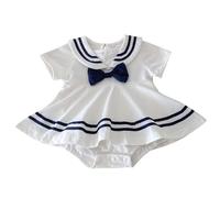 Vestido de Verano para bebé niña, Vestido de Estilo Escolar para Gatear con Solapa, Vestido de Princesa con Foto de Luna Llena para recién Nacido de Estilo Extranjero de un año (White, 12-18 Months)