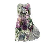 Vestido de verano para mujer 2026 Nuevo vestido camisero para mujer de estilo bohemio, vestido de swing grande, vestido estampado, vestido de verano blanco básico de color sólido, verde, M