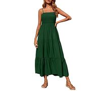 Vestido de verano para mujer, casual, sin mangas, con tirantes, largo, para playa, para el sol, verde, M