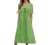 Vestido de verano para mujer con bolsillos, bohemio, jacquard, vestido midi de moda, escote de manga corta, vestido de playa, botón hacia abajo, cuello en V, vestido de túnica informal más tamaño