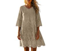 Vestido de verano para mujer, cuello en V, vestido de playa, vestido de noche, elegante, de gasa, encaje, swing, vestido de cóctel, vestido de fiesta para mujer, para invitadas de boda, vestido de