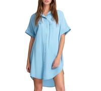 Vestido de verano para mujer, de lino, para playa, con cierre de botón, casual, para vacaciones, ropa de playa, azul celeste, XXL