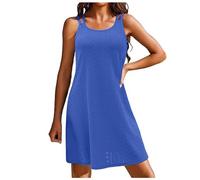 Vestido de Verano para Mujer, Elegante, Vestido de Playa, sin Mangas, Largo hasta la Rodilla, Cuello Redondo, Minivestido de Espagueti, Vestido Informal, Monocolor 2026