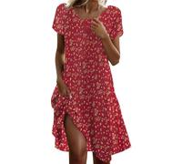 Vestido de verano para mujer, estampado de lunares, largo y ancho, vestidos de verano, elegante, cuello redondo, cómodo, tallas grandes, línea de vestido bohemio, vintage, suave manga corta, vestido