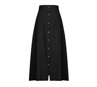 Vestido de verano para mujer, hecho de lino de algodón sólido, longitud media, cadera con abertura, liso, elegante, sexy, Negro, XL