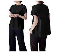 Vestido de verano para mujer, holgado, informal, camiseta de muñeca, manga corta, camiseta negra, Negro , XL