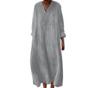 Vestido de verano para mujer medio largo fluido camisa vestidos manga larga suelta casual una línea de moda vestidos de cuello en v bohemio vestido de noche para mujer vestido vintage para fiesta de