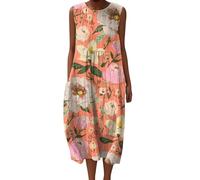 Vestido de verano para mujer redondo blusa vestidos de san mangas casuales sueltos una línea de impresión de flores vestidos de cuello en V elegante y elegante barato vestido de boda casual para