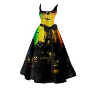 Vestido de verano para mujer, vestido de Halloween, gótico, elegante, vestido de noche, con impresión 3D, vestido de fiesta, vestido de cóctel, vestido de ocio, disfraz de Halloween, amarillo, L