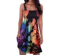 Vestido de verano para mujer Vestido informal de verano con estampado de acuarela, perfecto para el día a día y las vacaciones. Diseño camisola, combinable con una manta transparente para un