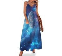 Vestido de Verano para Mujer, Vestido Maxi Largo Cuello en V Nebulosa Vasta Vestidos de Tirantes Informal Universo De La Ciencia Ficción Vestido de Bohemio Elegante