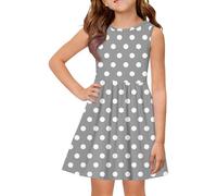 Vestido de verano para niña, sin mangas, vestido de playa, vestido informal para niños, ligero, acampanado, estampado floral, para vacaciones, viajes, fiestas, uso diario, transpirable, cómodo, 2-13