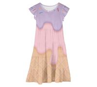 Vestido de verano para niñas para niños 2026 Vestido de verano para niñas con estampado de hielo, fluido, sin mangas, vestido casual para fiestas, vestido largo de princesa blanca, morado, 10-11 años