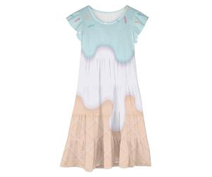 Vestido de verano para niñas para niños 2026 Vestido de verano para niñas con estampado de hielo, fluido, sin mangas, vestido casual para fiestas, vestido largo de princesa blanca, multicolor, 8-9