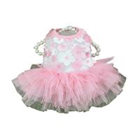 Vestido de verano para perro, vestido de gasa de encaje para perros pequeños, gato, precioso vestido floral para fiesta de mascotas, falda de cumpleaños, disfraz de boda para perro (P, XL)