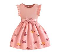 Vestido de Verano sin Mangas Acanalado con Estampado Fluido, para niñas pequeñas y Mayores en Fiestas