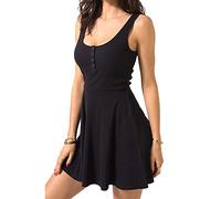 Vestido de Verano Sin Mangas de Tirantes Corto para Mujer - Vestido de Playa Elegante Color Sólido para Vacaciones y Noche