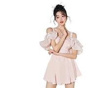 Vestido de verano Sweet Pink Kawaii Mini vestido for mujer 2023 verano Y2K Fairy Dreeses Party Elegant Vintage Beach (Color : Pink, Size : M(45kg-50kg))