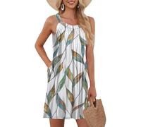 Vestido De Verano, Vestidos De Mujer Verano Vestido Largo Mujer Casual Vestidos Sin Mangas Color Liso Y Holgado para Minivestido Sexy con Bolsillos Camisero Fluido Túnica Camisero Ligero Corte A