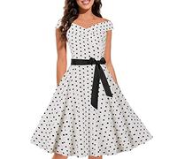 Vestido de verano vintage para mujer, Audrey Hepburn, vestido elegante estampado con cinturón, vestido de cóctel vintage de los años 50, vestido de cóctel Rockabilly retro, vestido oscilante, falda