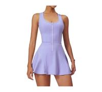 Vestido Deportivo con Cremallera for Mujer, Ropa Deportiva Parte Inferior antibrillo, Color sólido, cómodo, for Verano, Correr al Aire Libre, Transpirable, Fitness, Tenis para Tennis, Golf(Purple,XL)