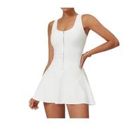 Vestido Deportivo con Cremallera for Mujer, Ropa Deportiva Parte Inferior antibrillo, Color sólido, cómodo, for Verano, Correr al Aire Libre, Transpirable, Fitness, Tenis para Tennis, Golf(White,M)