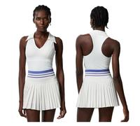 Vestido Deportivo Conjunto de Yoga Dos Piezas for Mujer, Color sólido, Top Gimnasio, Falda Tenis, Traje Deportivo Transpirable Secado rápido Vestido Padel Mujer(White,XL)