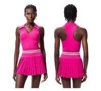 Vestido Deportivo Conjunto de Yoga Dos Piezas for Mujer, Color sólido, Top Gimnasio, Falda Tenis, Traje Deportivo Transpirable Secado rápido Vestido Padel Mujer(Red,M)