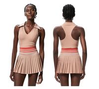 Vestido Deportivo Conjunto de Yoga Dos Piezas for Mujer, Color sólido, Top Gimnasio, Falda Tenis, Traje Deportivo Transpirable Secado rápido Vestido Padel Mujer(Pink,XL)