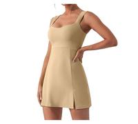 Vestido Deportivo Falda de Tenis for Yoga, Ligera y Transpirable, Color sólido, Sexy a la Moda, for Exteriores Golf Vestido Padel Mujer(Khaki,XL10)