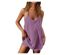 Vestido Deportivo Vestido Deportivo de Verano sin Mangas for Mujer, Vestido Informal Corto for Entrenamiento Femenino, Tenis y Atletismo para la Mujer(Purple,M)
