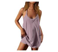 Vestido Deportivo Vestido Deportivo Informal de Tenis for Mujer, Vestido Entrenamiento con Pantalones Cortos, sin Mangas, Tirantes, for Golf y Atletismo para la Mujer(Light Purple,XL)