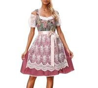 Vestido Dirndl De Oktoberfest para Mujer Moda Tradicional Elegante Traje Baviera Tallas Grandes Fat People, Manga Corta Adultos Disfraz Carnaval del BáVaro