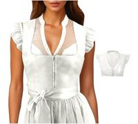 Vestido Dirndl para Mujer, Estilo Oktoberfest de Alemania, de Manga Corta, para espectáculos cerveceros, Camisetas sin Mangas Bragas Sexy Abertura