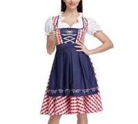 Vestido,El tradicional alemán de a cuadros viste el traje bávaro- Vestidos Dirndl, Trajes alemanes, Vestido bávaro cosplay para el festival de cerveza bávaro Oktoberfes, rojo