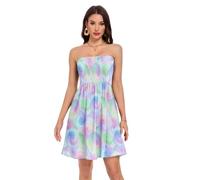 Vestido elástico y transpirable de modal para mujer, con vuelo, con textura de acuarela pastel, casual, uso diario, Texturas de acuarela pastel remolino 2, M