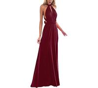 Vestido elegante de dama de honor para mujer multifuncional, escote en V, espalda descubierta, vestido de fiesta sin mangas, hombros descubiertos, largo hasta el suelo, vestido de cóctel, vestido de