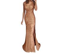 Vestido Elegante Mujer - Vestidos Mujer Fiesta - Sexy Long Gold Party Femen'S Vest Evening Toga Dama De Honor Sequin Prom V Cuello Vestido De Mujer