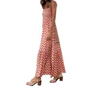 Vestido elegante para mujer, festivo, elástico, slip para mujer, vestido largo con estampado floral francés, talla 50, naranja, L