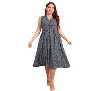 Vestido elegante para mujer, vestido de otoño fruncido con estampado floral, vestido midi acampanado, cuello en V, vestidos de fiesta para banquete, boda, sesión de fotos, faldas largas para verano