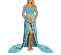 Vestido Embarazada - Elegante Vestido para sesión de Fotos Maternidad, Largo hasta el Suelo Manga Larga fotografía y