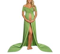 Vestido Embarazada - Elegante Vestido para sesión de Fotos Maternidad, Largo hasta el Suelo Manga Larga fotografía y