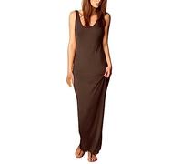 Vestido envolvente para mujer, vestido de verano para mujer, sexy, largo, vestido de fiesta, negro, ajustado, vestido de tirantes, elástico, sin mangas, vestido de ocio, monocolor, vestido de playa,