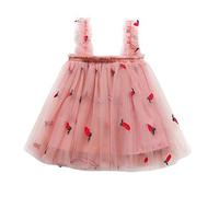 Vestido estampado con estampado de frutas sin mangas sin espalda sin tirantes para niñas sin espalda bonita ropa de bebé falda, Rosa., 2-3 años