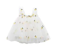 Vestido estampado con estampado de frutas sin mangas sin espalda sin tirantes para niñas sin espalda bonita ropa de bebé falda, amarillo, 3-4 años