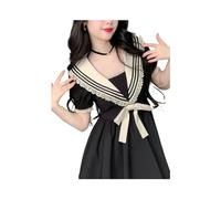 Vestido Estilo pijo de Lolita Japonesa para Mujer, Minivestido Acampanado con Cuello de Marinero Kawaii, Lazo de Encaje, Vestido Elegante para Vacaciones
