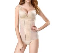 Vestido Faja Mujer Fajas para Vestidos Ajustados Corsé De Soporte De Pecho para Mujer con Correa Abdominal Cuerpo Seis Hebillas Chaleco Cuerpo Fajas Adelgazantes Faja Reloj Beige M