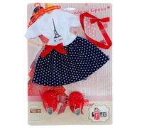 Vestido Falda Lana Modelo Paris, complementos, Percha y Zapatos Piel muñeca Sintra, Simona de Folk Artesanía o Mari's, Pepa's, Naia 41 cm. de Vidal Rojas Dolls. Fabricado en España.