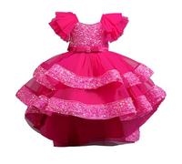 Vestido festivo de niña con falda Tren desmontable para niñas, adecuado para desfiles, fiestas, bodas actuaciones, rojo, 7-8 años