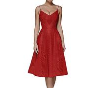 Vestido Fiesta Mujer Midi - Vestidos Elegantes Mujer Sin Espalda Escote En V Profundo Rayas Impreso Sexy Falda Con Tirantes Delgados Corset Cintura Ceñida Color Sólido Moda Plisada Falda Noche